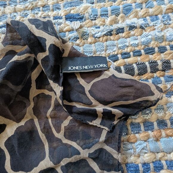 100% Silk Scarf Animal Print 60x12 Brown Black Tan Chiffon Y2K Baddie Mobwife - Picture 3 of 7